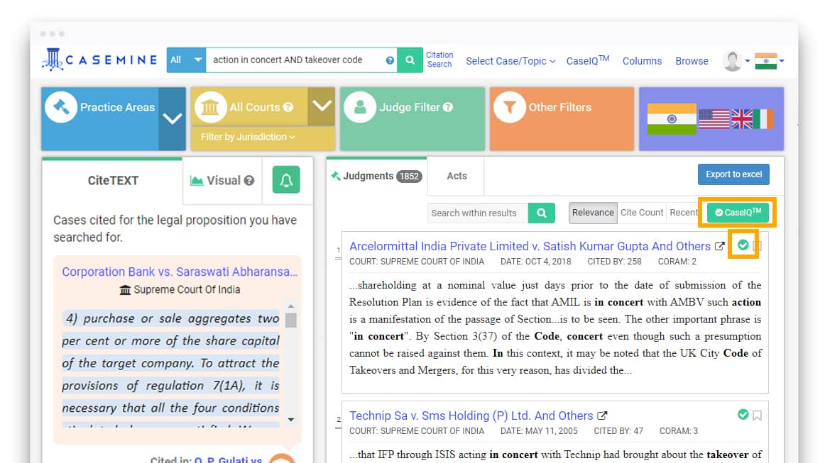 Run CaseIQ through Intelligent Judgment Search